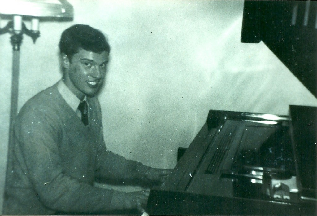 Wally Zepf, playing the piano while in the Army Corps of Engineers during World War II.