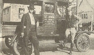 Miss Hosbrook's father, Charles Hosbrook(left), the village engineer, poses with a helper, identified only as  L. Bolte.