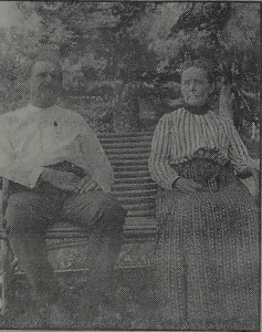 Daniel S. Hosbrook II and his wife, Viola, relax on the Hosbrook farm.  He was the grandson of the first teacher.  Daniel II and Viola were the grandparents of Cleo Hosbrook.